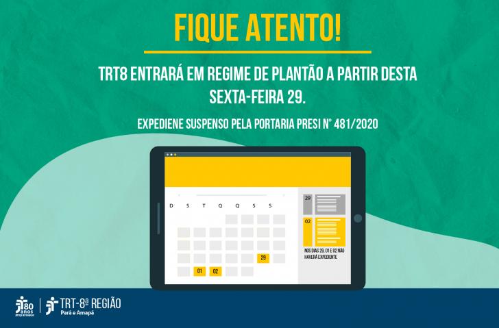 Arte de divulgação do regime de plantão judiciário 