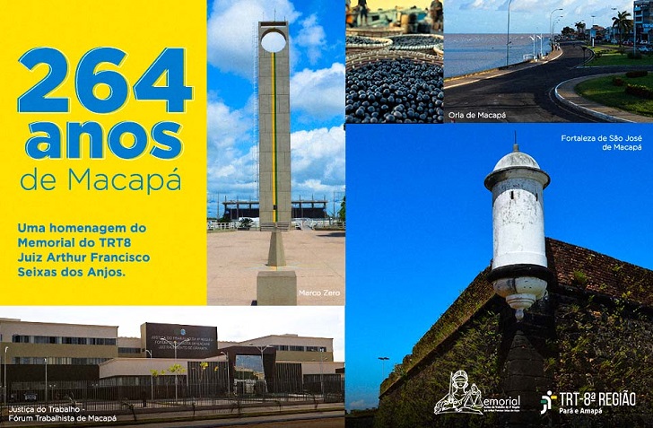 Fotos da fachada do TRT8 em ?Macapá, da orla e do marzo zero
