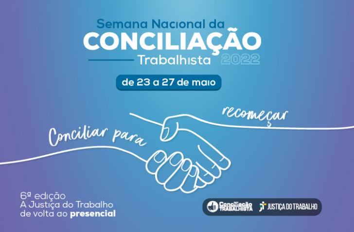 Arte azul da Semana Nacional de Conciliação Trabalhista