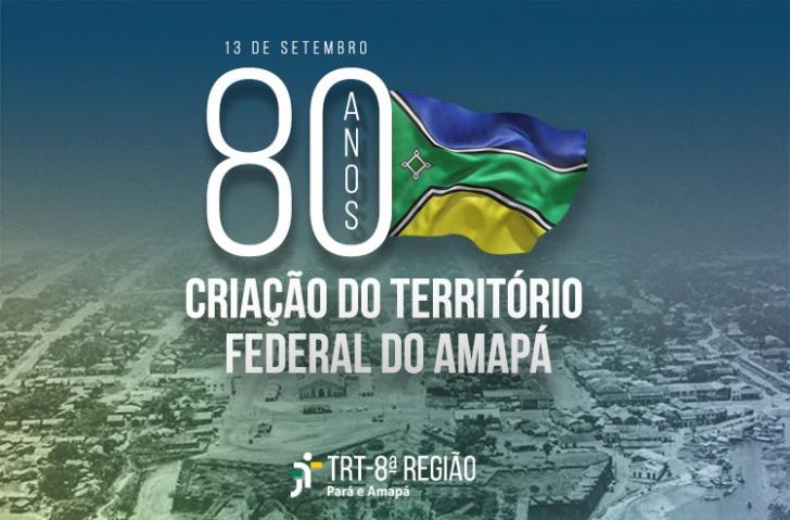 Arte gráfica nas cores azul que fala sobre a data de criação do Território do Amapá
