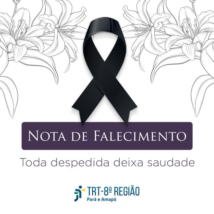 Arte com fundo branco. Centralizado um laço preto. Abaixo o texto: Nota de Falecimento. "Toda despedida deixa saudade"