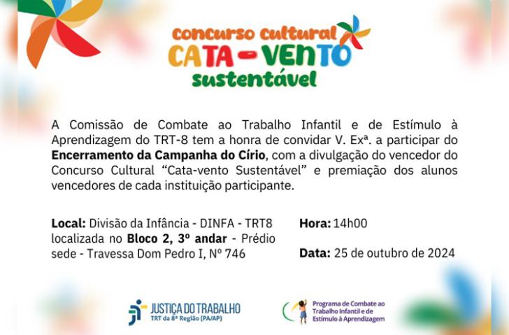#ParaTodosVerem: Arte gráfica com fundo branco e desenhos de cata-vento. No topo, o texto: Concurso cultural cata-vento sustentá