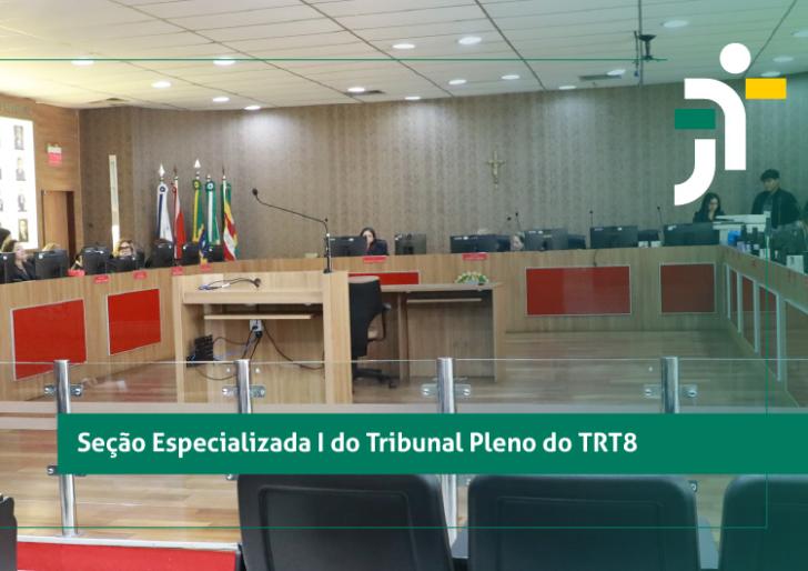 #ParaTodosVerem: Arte gráfica como fundo a sala do Pleno do TRT-8. No canto superior direito, a logo do TRT-8.