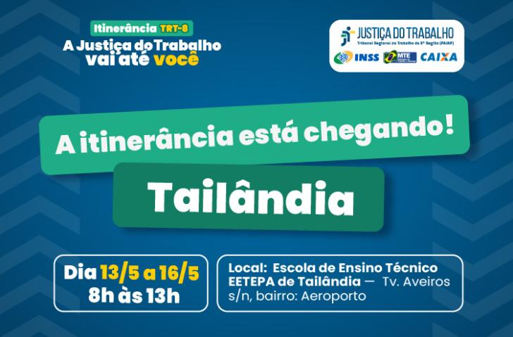 #ParaTodosVerem: Card nas cores azul, branco, verde e amarelo. Na parte superior o texto: Itinerância TRT-8. A Justiça do Trabal
