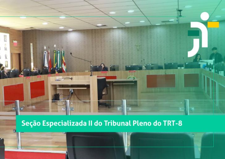 #ParaTodosVerem: Arte gráfica como fundo a sala do Pleno do TRT-8. No canto superior direito, a logo do TRT-8.