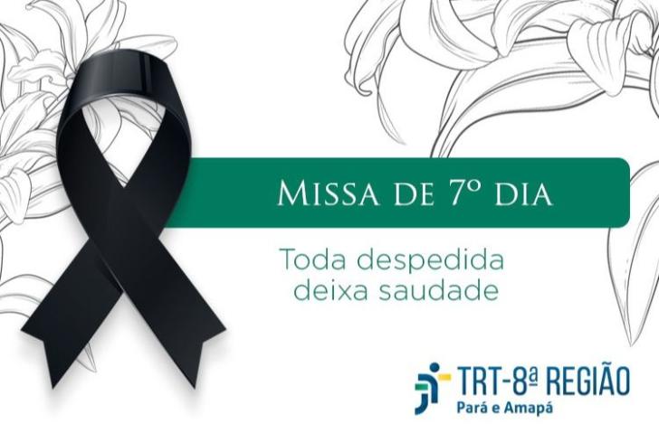 Descrição de imagem: Arte gráfica com fundo branco e desenho de flores. Ao Centro um ícone de luto e o seguinte texto: Miss de 7