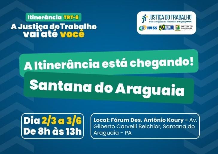 #ParaTodosVerem: Card nas cores azul, branco, verde e amarelo. Na parte superior do lado esquerdo o texto: Itinerância TRT-8. A 
