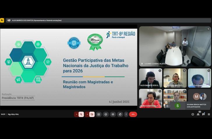 #ParaTodosVerem: Captura de tela colorida da reunião com os(as) magistrados(as).