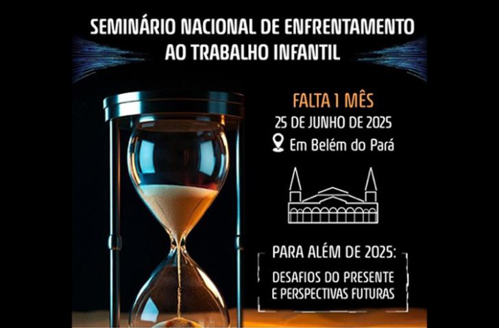 #ParaTodosVerem: Arte gráfica contendo uma ampulheta do tempo, no cabeçalho os dizeres: Seminário Nacional de Enfrentamento ao T