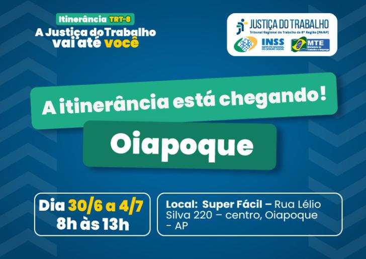#ParaTodosVerem: Arte gráfica na cores azul, verde, branco e amarelo. No card, o texto: Itinerância TRT-8. A Justiça do Trabalh