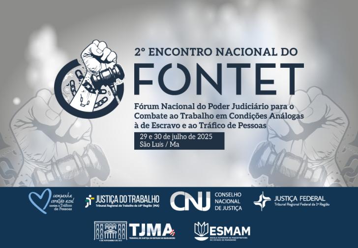 Card Digital: com fundo azul escuro. No topo, a frase "o 2.º Encontro Nacional do FONTENET Fórum Nacional do Poder Judiciário pa