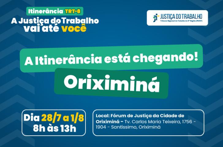 #ParaTodosVerem: Arte gráfica nas cores azul, verde, amarelo e branco. No card, o texto: Itinerância TRT-8. A Justiça do Trabalh