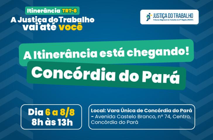 #ParaTodosVerem: Arte gráfica nas cores azul, verde, amarelo e branco. No card, o texto: Itinerância TRT-8. A Justiça do Trabalh