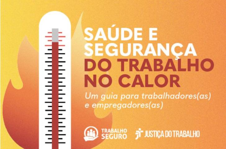 Texto e foto: CSJT #ParaTodosVerem: Arte gráfica nas cores laranja, amarelo, vermelho e branco. Centralizado está o desenho de u