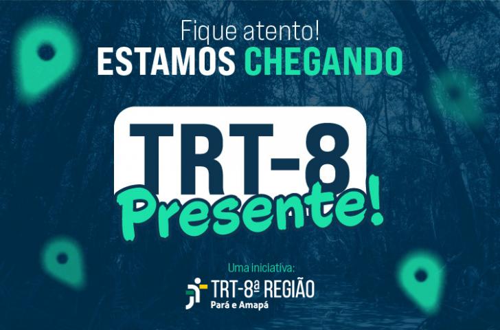 #ParaTodosVerem: Arte ilustrativa do projeto TRT-8 Presente nas cores azul e verde. Centralizado o seguinte texto: Fique atento.