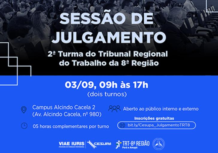 arte gráfico azul e preto, contendo as informações da sessão, como por exemplo, hora, data, local e link para inscrição.