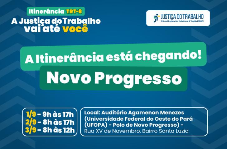 #ParaTodosVerem: Arte gráfica com fundo azul contendo informações sobre a itinerância de Setembro que será realizada em Novo Pro