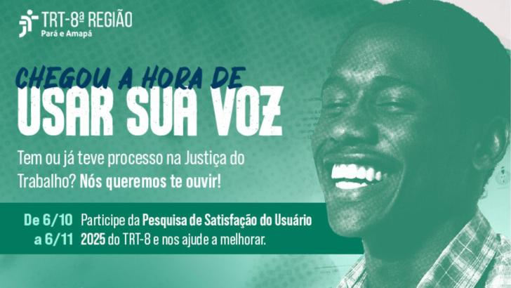 Arte gráfica com fundo verde e a frase "Chegou a hora de usar a sua voz", contendo a data para preencher os formulários de 06/10