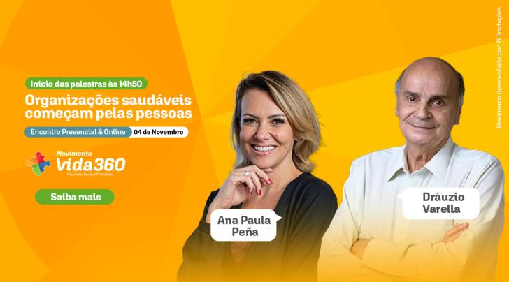 #ParaTodosVerem: arte gráfica em tons de amarelo e laranja, no lado esquerdo o texto "Início das palestras às 14h50 Organizações