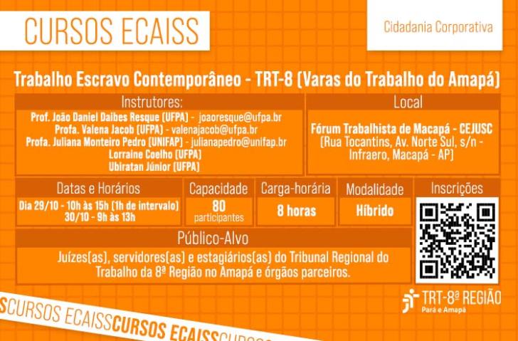Arte gráfica com fundo na cor laranja, contendo as informações do curso, como por exemplo: nome dos instrutores, data: 29 e 30/1