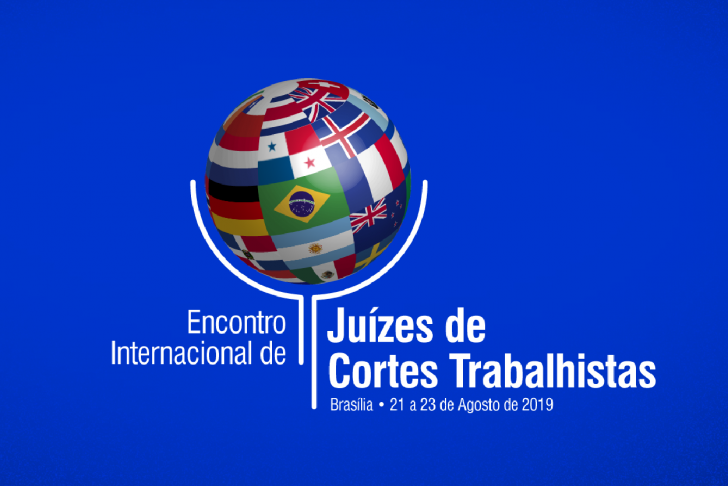 arte com globo e bandeiras de todos os países e informações do evento