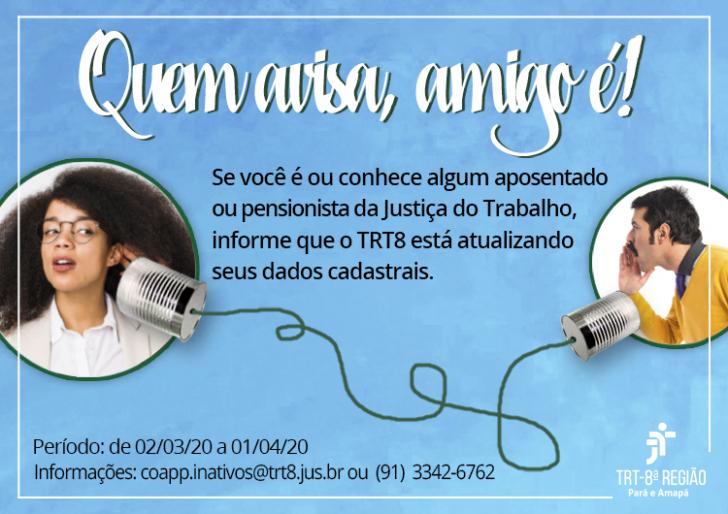 Arte na cor azul com informações sobre o processo do recadastramento anual de servidores e magistrados