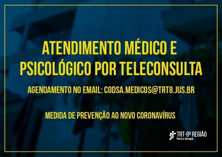 ARTE: Fundo azul e detalhes amarelos com texto sobre a coordernadoria de saúde anuciando o teleatendimento