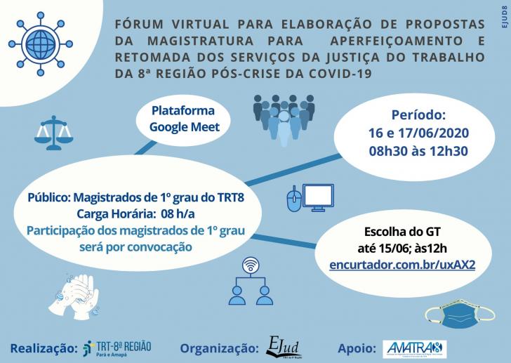 Arte em azul claro, com a logo dos envolvidos no evento e informações do texto.