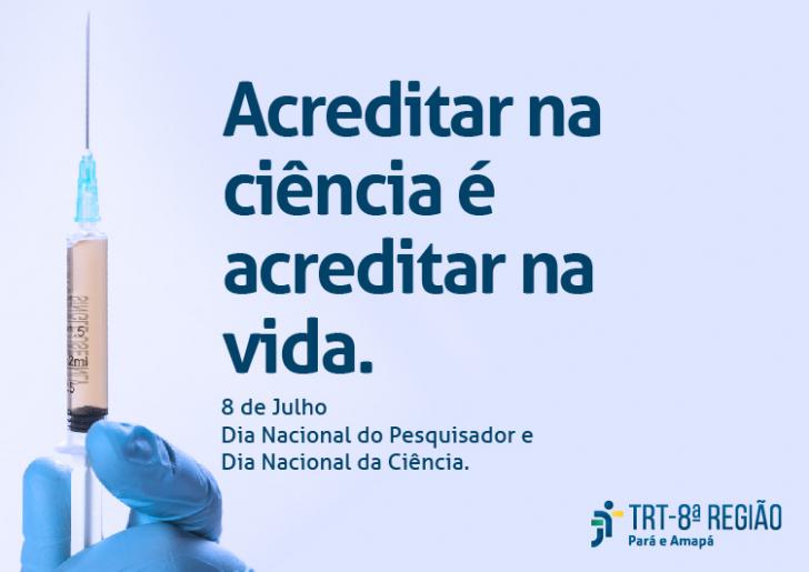 ARTE: Seringa no lado esquerdo da foto representando os dias e o letreiro sobre o DIa Nacional da Ciência e do Pesquisador