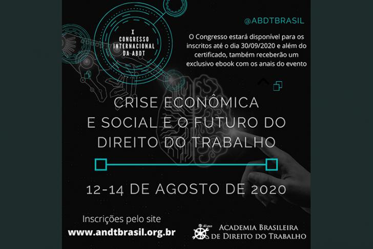 Arte em azul e preto, com símbolos tecnológicos e informações do texto. Logo da ABDT.