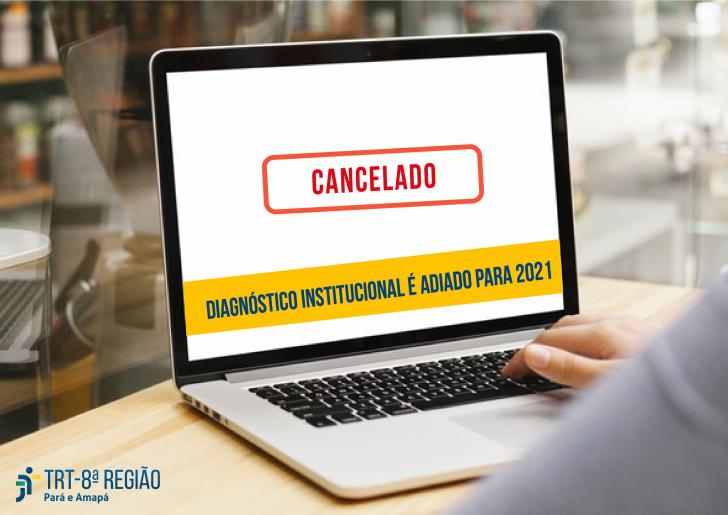 Arte de uma uma pessoa manipulando um notebook e na tela a mensagem "cancelado" é exibida. Informações do texto e logo da JT8.