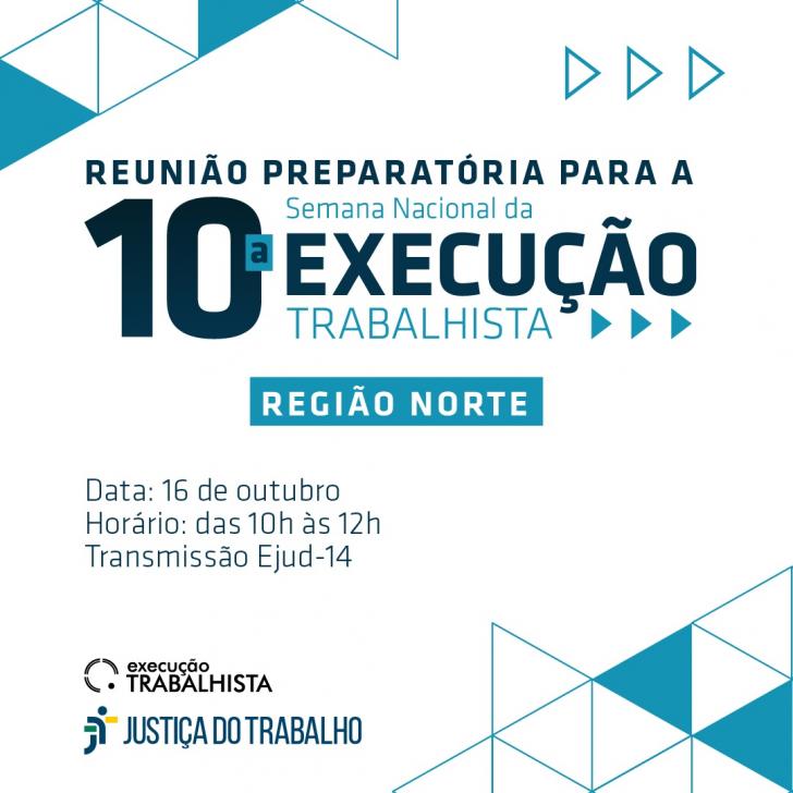 ARTE: Fundo branco com letras em azul sobre o webinário de execução trabalhista