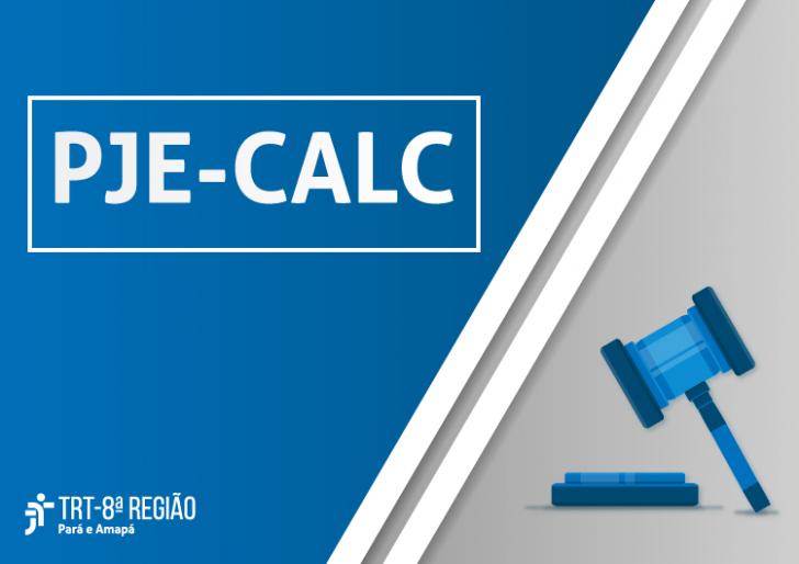 Fundo azul padrão do tribunal com o dizer "PJe-Calc".