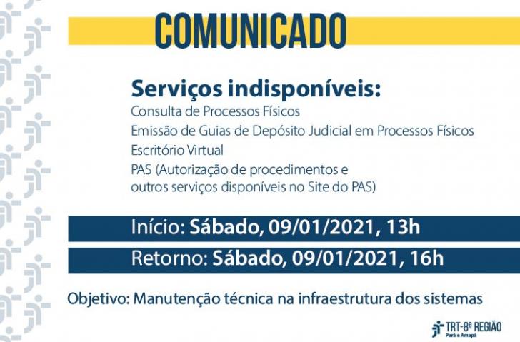 Arte em fundo branco, com a palavra comunicado em azul e fundo amarelo.