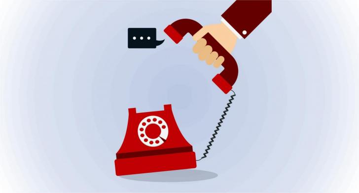 Arte de uma mão tirando o telefone ativo do gancho.