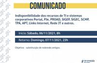 Arte de divulgação da indisponibilidade dos sistemas 