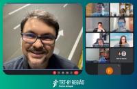 Tela da reunião virtual da Semana Institucional dos Magistrados tendo como destaque o palestrante Rossandro Klinjey