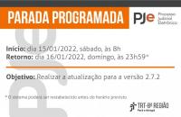 Arte de divulgação da parada programada do Sistema PJe