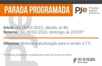 Arte de divulgação da parada programada do Sistema PJe