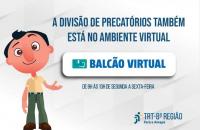 Arte com o Oitavinnho anunciando o Balcão Virtual da Divisão de Precatórios