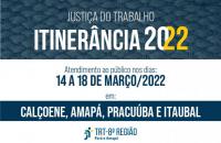 Arte de divulgação da programação do projeto Justiça Itinerante no Amapá