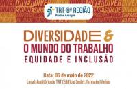 Arte de divulgação do seminário sobre Diversidade e o Mundo de Trabalho