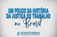 Arte com o fundo branco com letreiro azul e logo da Justiça do Trabalho