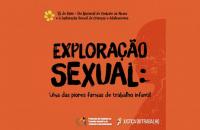 Arte da cor laranjada com o texto Exploração Sexual: Uma das piores formas de trabalho infantil