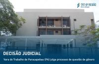 Arte com a imagem da fachada da Vara do Trabalho de Parauapebas