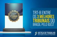 #ParaTodosVerem: Arte com fundo azul. Ao lado esquerdo, um prêmio com base preta, dividido em duas cores, azul e branca.