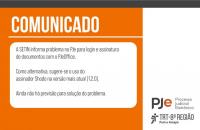Arte ilustrativa nas cores laranja e branco, com o título “Comunicado”. Logo abaixo, o texto: A SETIN informa que estamos com in