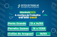 Arte gráfica da Itinerância nas cores azul, verde e amarelo