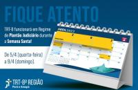 Arte gráfica nas cores azul, branco e amarelo com informações sobre o Feriado da Semana Santa