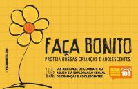 Arte com fundo amarelo sobre o Dia Nacional de Combate ao Abuso e Exploração Sexual